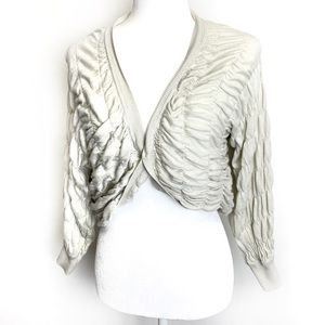 TRIBAL Cropped Pull Over Long Sleeve Ruffle Design